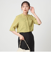 スタンドカラー ポケット 5分袖 シャツ