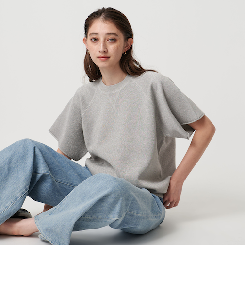 ラメ ショートスリーブ ニット