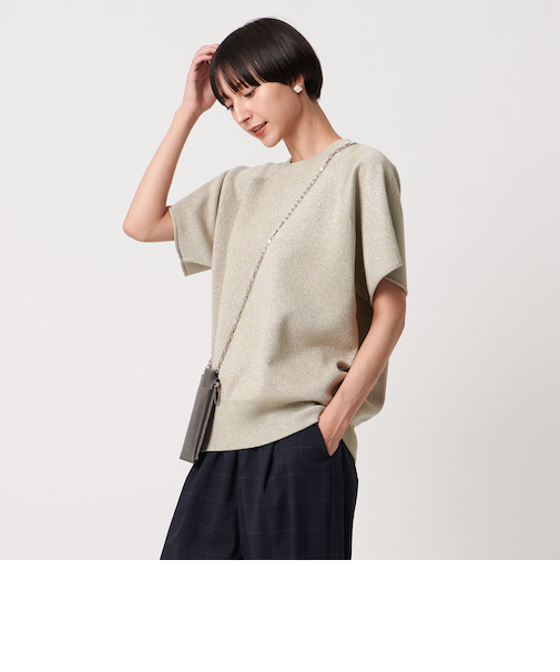 ラメ ショートスリーブ ニット