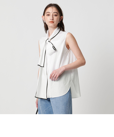 パイピング リボン ブラウス