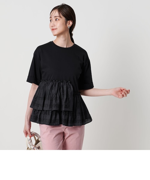 【OFF WHITE】エンブロイダリープリーツ コンビ Tシャツ エンブロイダリープリーツ コンビ Tシャツ｜ユナイテッドアローズ