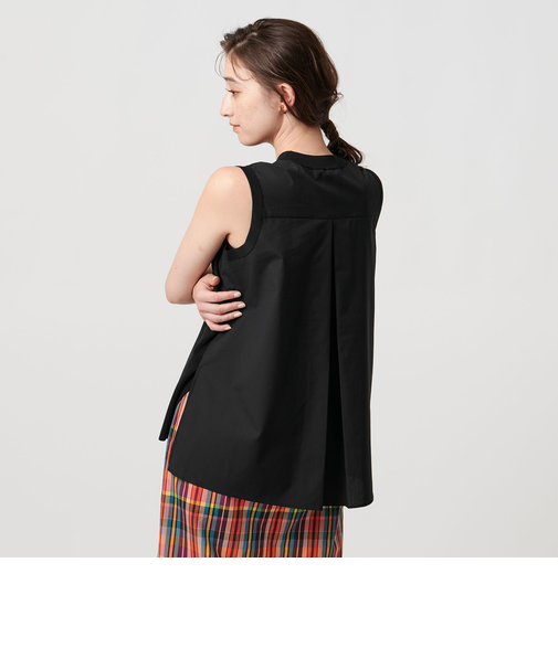 シャツコンビノースリーブニット -ウォッシャブル-