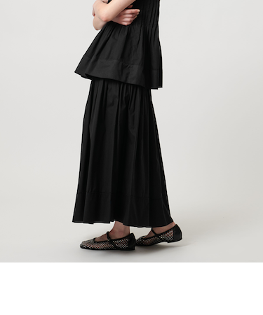 コットンシルク シルキータックフレアスカート - ウォッシャブル -