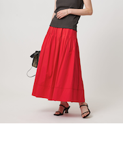 コットンシルク シルキータックフレアスカート - ウォッシャブル -