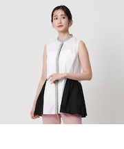 エンブロイダリーノースリーブブラウス - ウォッシャブル -