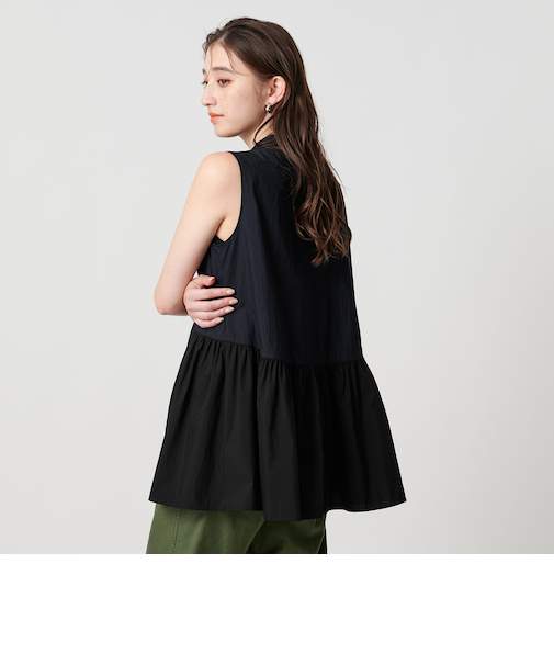 エンブロイダリーノースリーブブラウス - ウォッシャブル -