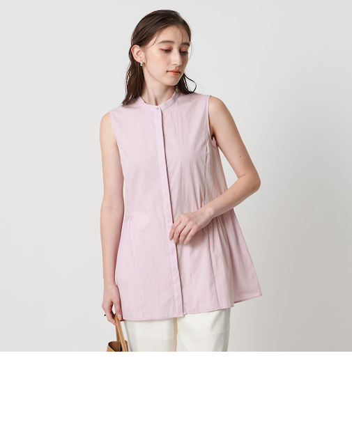 エンブロイダリーノースリーブブラウス - ウォッシャブル -