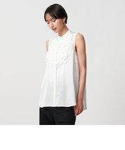 サテン フリル ブラウス ‐ウォッシャブル‐