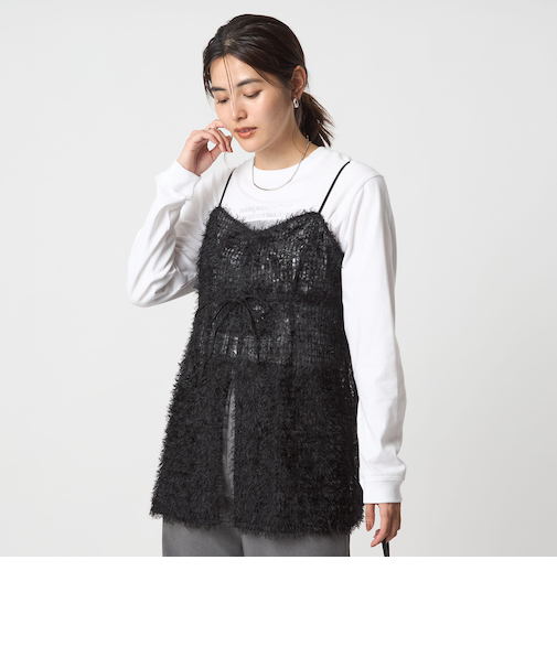 シアー フェザー キャミソール