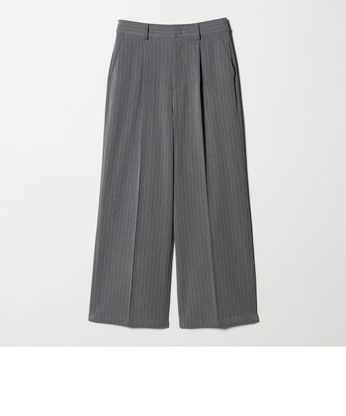 裏起毛 ストライプ タックワイドパンツ ‐ウォッシャブル‐<A DAY IN THE LIFE>