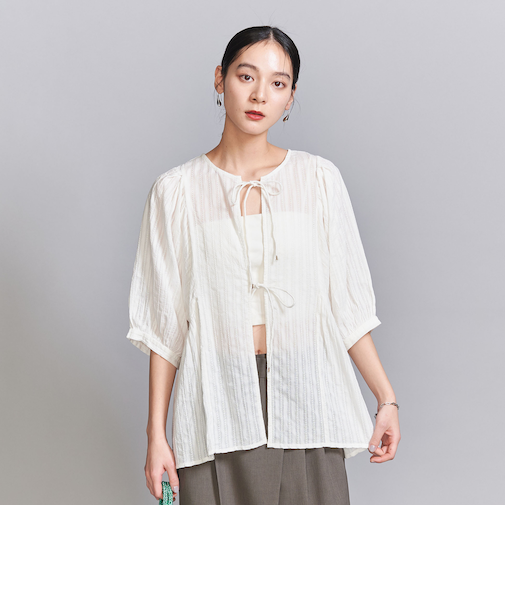コットンドビー リボンブラウス -2WAY/ウォッシャブル-