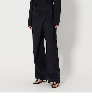 ＜6(ROKU)＞レッド ステッチ ネイビー パンツ