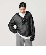 コットンポリエステル  ヘンリーネックフーディ ウォッシャブル