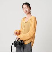 コットンポリエステル  ヘンリーネックフーディ ウォッシャブル