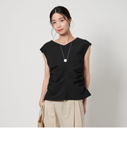 サイドギャザー ノースリーブ プルオーバー -吸水速乾-