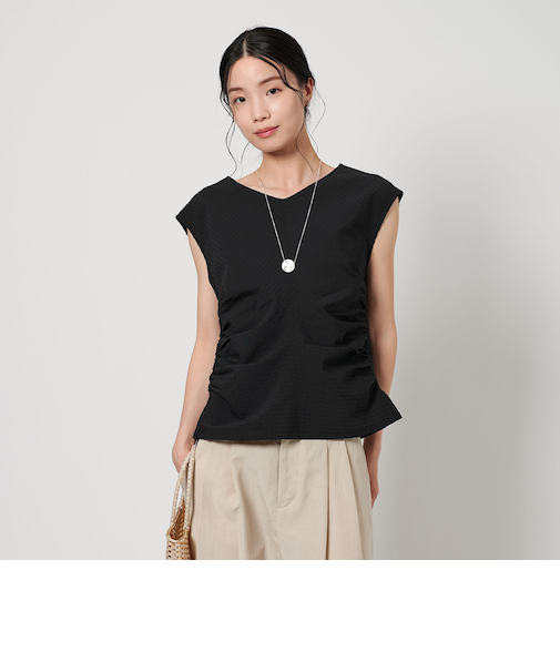 サイドギャザー ノースリーブ プルオーバー -吸水速乾-