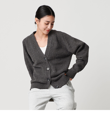 ポリエステルコットンシルク Vネックカーディガン ウォッシャブル