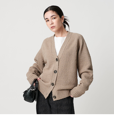 ポリエステルコットンシルク Vネックカーディガン ウォッシャブル