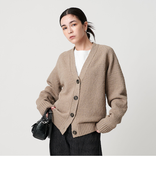 ポリエステルコットンシルク Vネックカーディガン ウォッシャブル