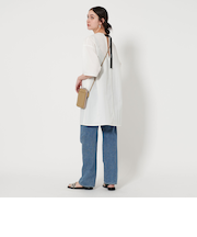 コットンナイロン バックベルト ミニワンピース