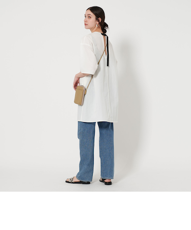 コットンナイロン バックベルト ミニワンピース