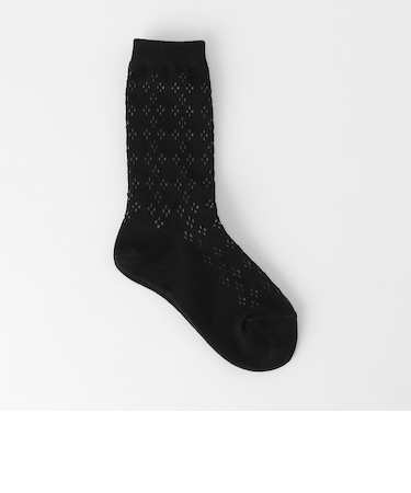 スカシ柄 クルーソックス / 靴下 / キッズ  17cm-19cm