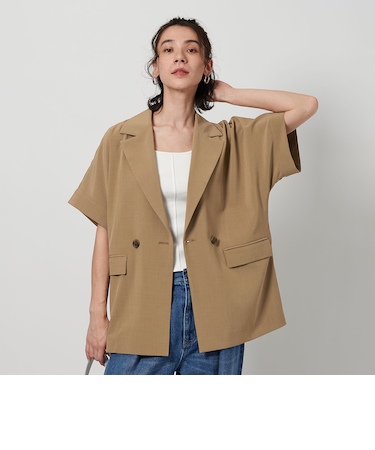 【Wardrobe DAILY MINIMAL】ハーフスリーブ ドルマンジャケット -ウォッシャブル-