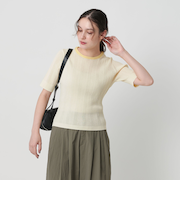 ネックライン ハーフスリーブニット ウォッシャブル