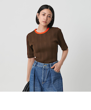 ネックライン ハーフスリーブニット ウォッシャブル