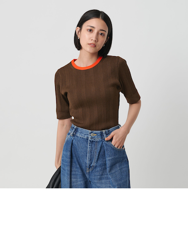 ネックライン ハーフスリーブニット ウォッシャブル