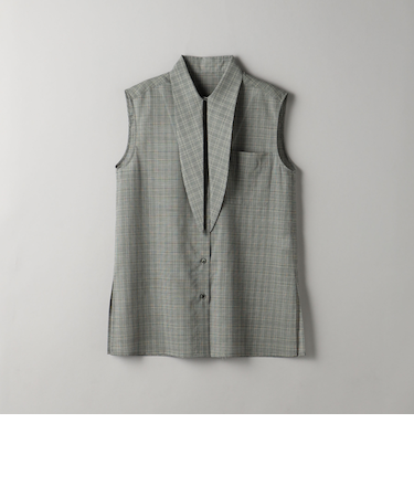 チェック ボウタイ ノースリーブブラウス