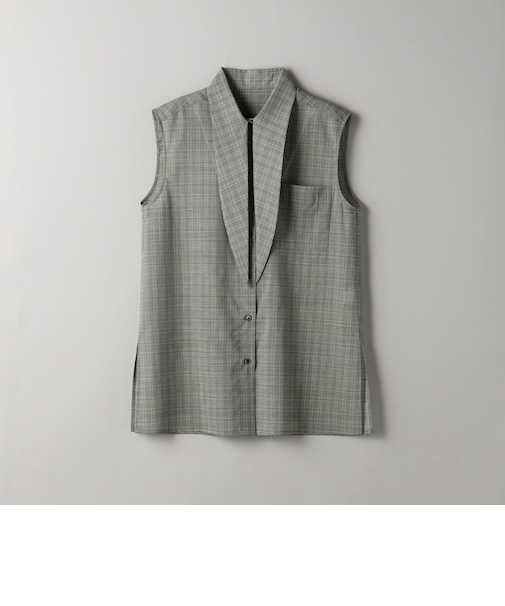 チェック ボウタイ ノースリーブブラウス
