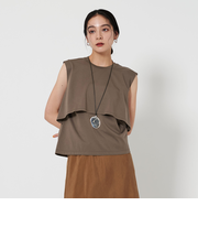 【Wardrobe DAILY MINIMAL】フリルレイヤード ノースリーブカットソー -接触冷感-