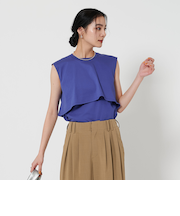 【Wardrobe DAILY MINIMAL】フリルレイヤード ノースリーブカットソー -接触冷感-