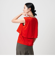 【Wardrobe DAILY MINIMAL】フリルレイヤード ノースリーブカットソー 接触冷感 吸水速乾