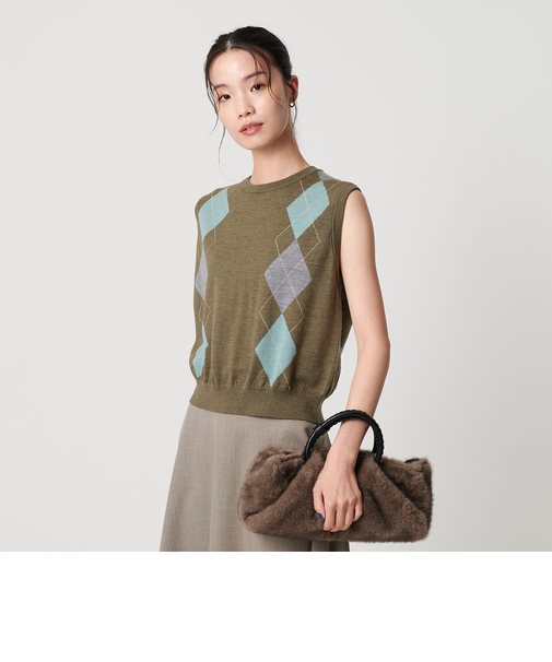 ウール アーガイル&ソリッドベスト