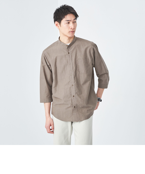 ラミー バンドカラー 7分袖 シャツ