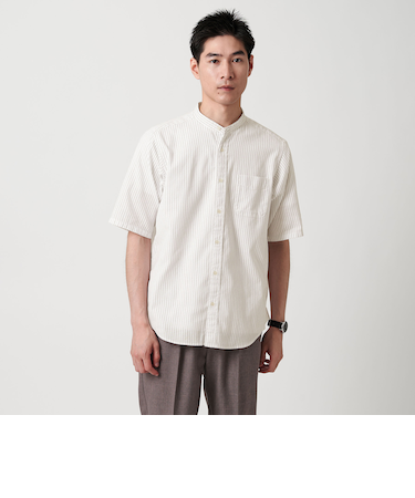LENOCLOTH バンドカラーシャツ