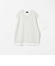 ＜GLR or＞ロゴ ミニ裏毛 フェイク レイヤード 半袖 カットソー