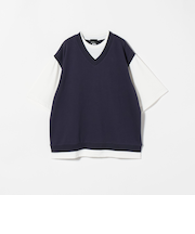 ＜GLR or＞ロゴ ミニ裏毛 フェイク レイヤード 半袖 カットソー