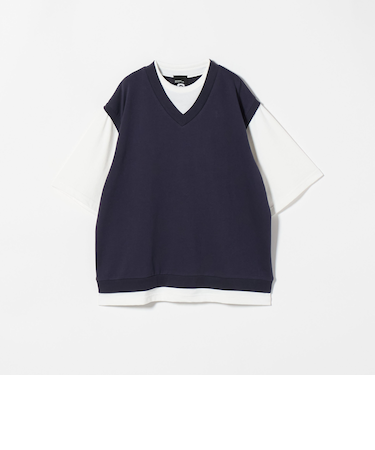 <GLR or>ロゴ ミニ裏毛 フェイク レイヤード 半袖 カットソー