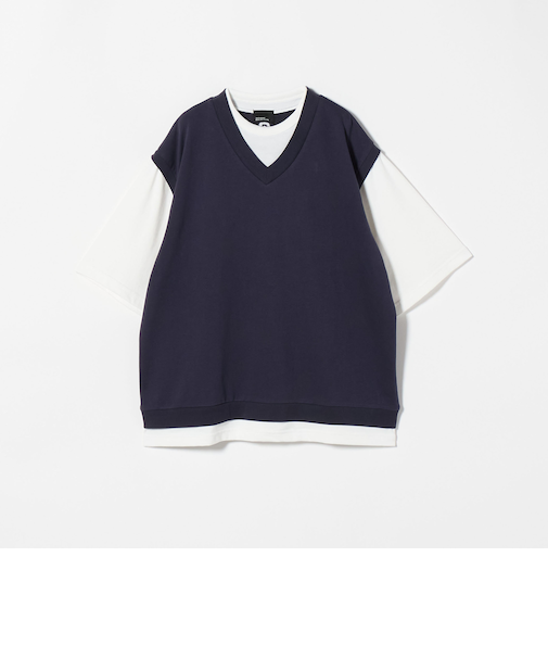 <GLR or>ロゴ ミニ裏毛 フェイク レイヤード 半袖 カットソー