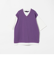 ＜GLR or＞ロゴ ミニ裏毛 フェイク レイヤード 半袖 カットソー