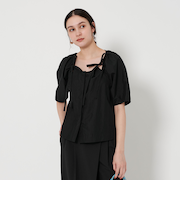 リボン ギャザー ブラウス