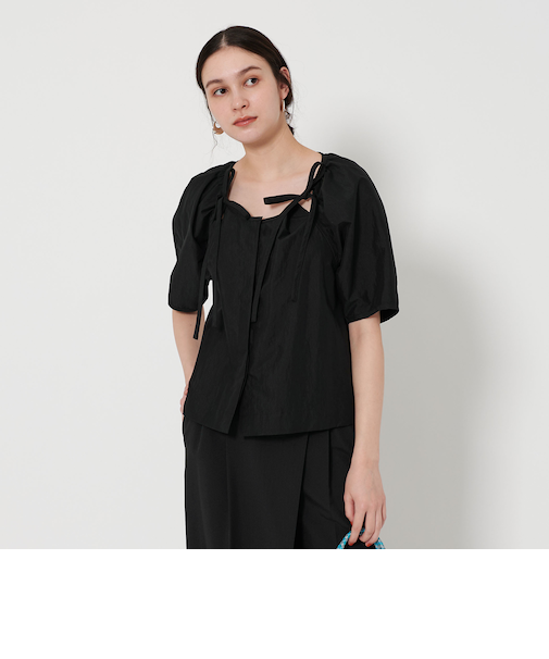 リボン ギャザー ブラウス