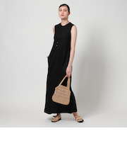 麻ブレンド バイアス フレアワンピース