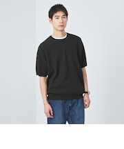 ペーパー ハーフミラノ ニット クルーネック 半袖Ｔシャツ