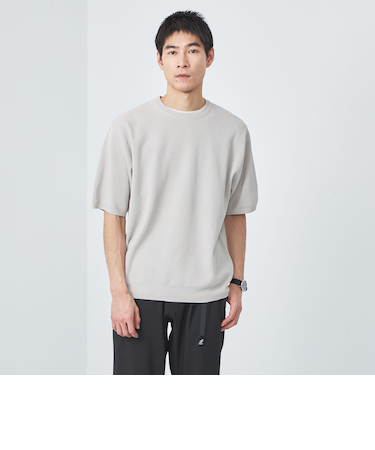 ペーパー ハーフミラノ ニット クルーネック 半袖Ｔシャツ
