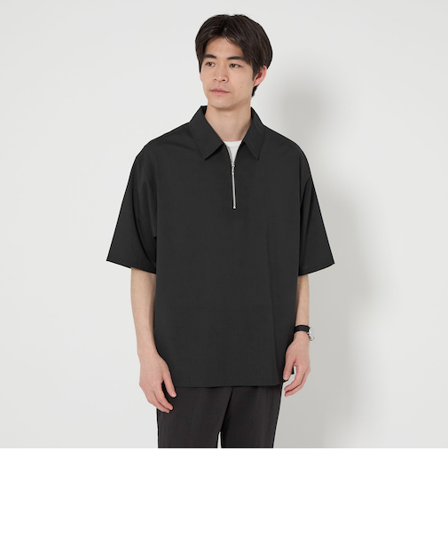 ウォッシャブルトロ ハーフジップ プルオーバーシャツ ―ストレッチ―