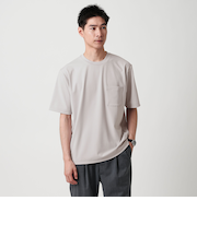 ドライサッカー ボーダー クルーネック Tシャツ -吸水速乾-